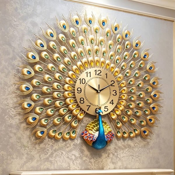 Cross-border hot selling Peacock wall clock light luxury clock living room pocket watch wall clocks noiseless clock creative restaurant decoration art
