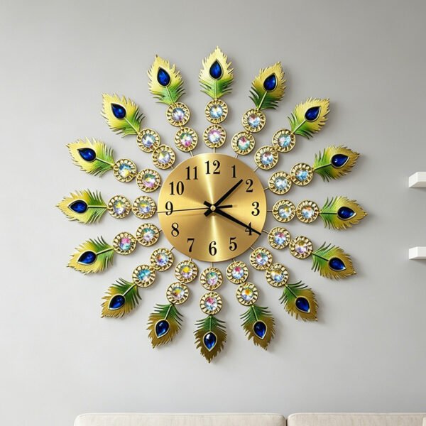 Amazon hot sale top-selling product fashion clock simple Peacock creative living room wall clock home decorative art wall hanging