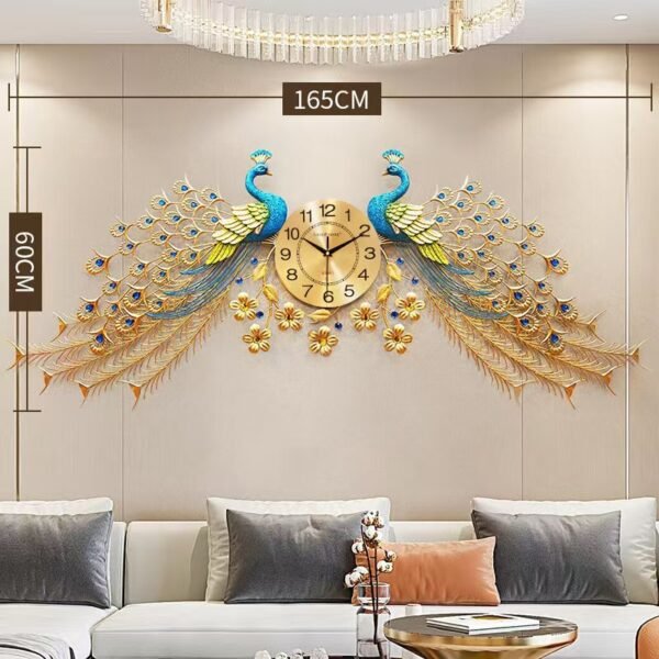 O1CN01J98z081nJCIhBjuQl_2217602625068-0-cib Wall Clock for Living Room 2026 New Model Trendy Modern Home Quartz Clock Creative Clock Peacock Wall Clock