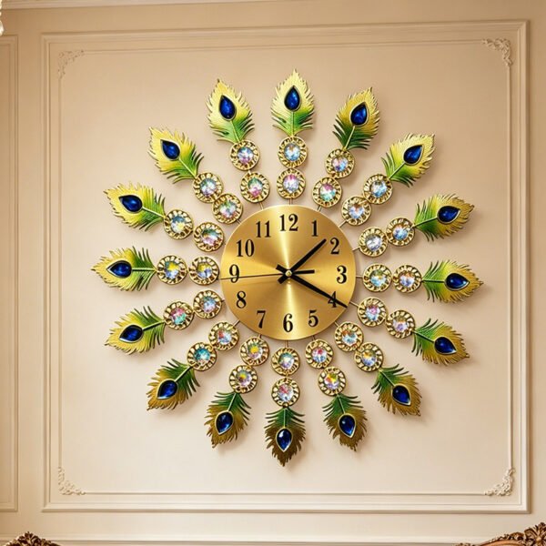 Amazon hot sale top-selling product fashion clock simple Peacock creative living room wall clock home decorative art wall hanging