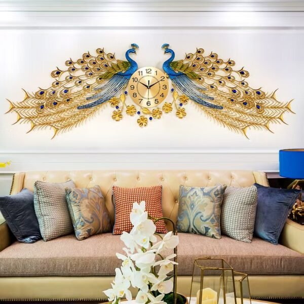 O1CN01Sz4oDK1nJCIiJKRpT_2217602625068-0-cib Wall Clock for Living Room 2026 New Model Trendy Modern Home Quartz Clock Creative Clock Peacock Wall Clock