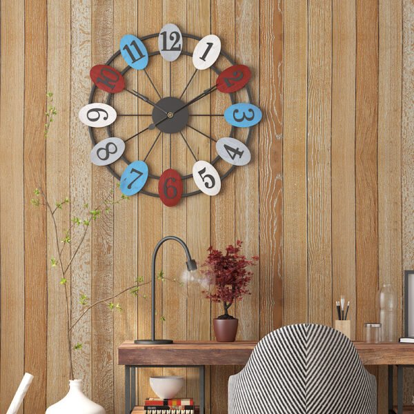 Cross-border hot oval wall clock Amazon wooden Nordic style living room study clock noiseless clock wholesale clock