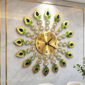 Amazon hot sale top-selling product fashion clock simple Peacock creative living room wall clock home decorative art wall hanging