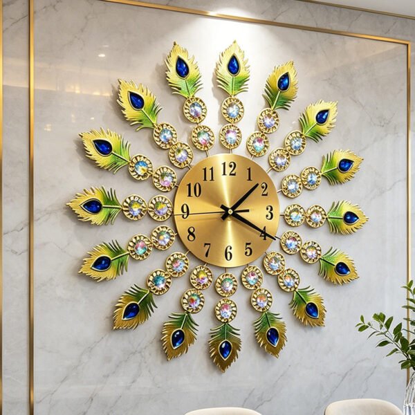 Amazon hot sale top-selling product fashion clock simple Peacock creative living room wall clock home decorative art wall hanging