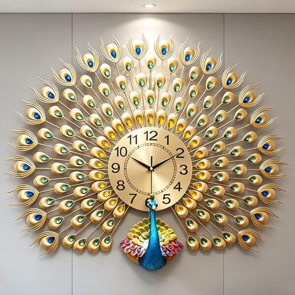 Cross-border hot selling Peacock wall clock light luxury clock living room pocket watch wall clocks noiseless clock creative restaurant decoration art