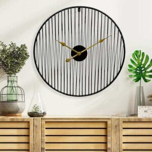 American simple round clock study room decoration linear art wall decorations concept clock Amazon hot sale noiseless hanging clock