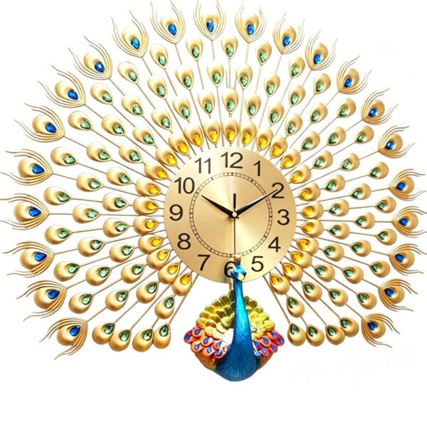 Cross-border hot selling Peacock wall clock light luxury clock living room pocket watch wall clocks noiseless clock creative restaurant decoration art